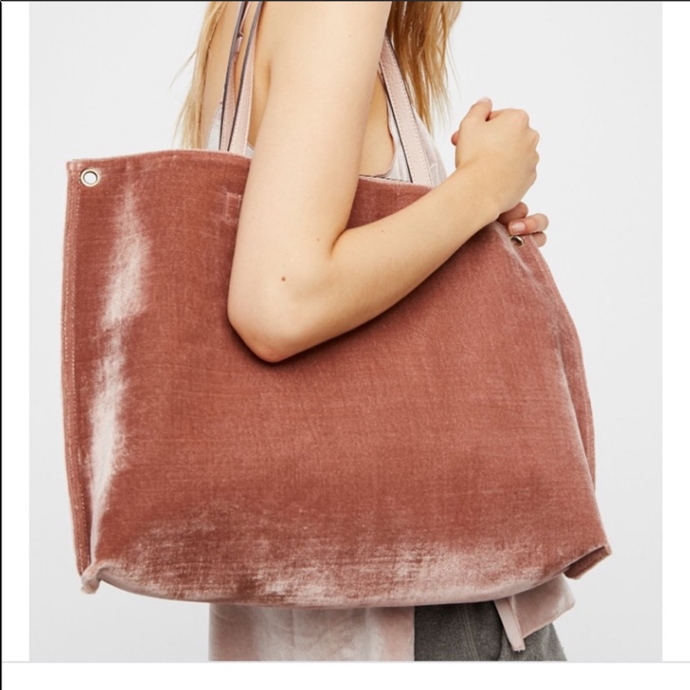 Free people velvet tote,matching clutch,coin purs